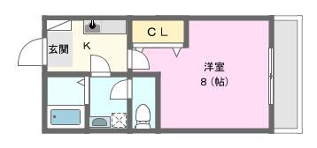 クレフラスト新津町(1K/2階)の間取り写真