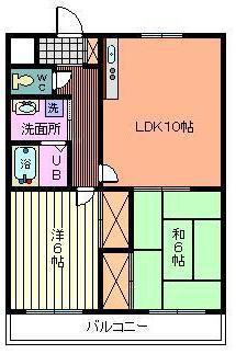ラフォーレ中浦和II(2LDK/2階)の間取り写真