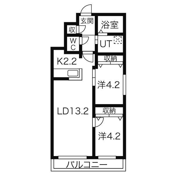 ミカーサ13(2LDK/1階)の間取り写真