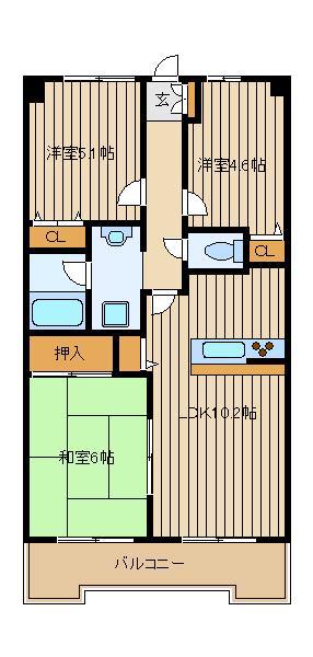 エマーレ保谷(3LDK/5階)の間取り写真