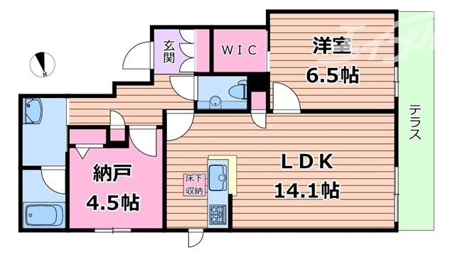 スカイ ウィング(1SLDK/2階)の間取り写真