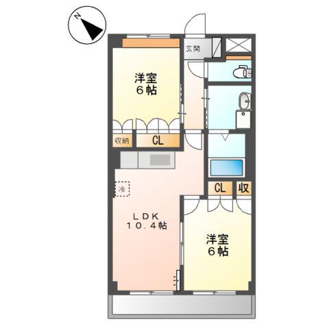 グラン・アムール弐番館(2LDK/3階)の間取り写真