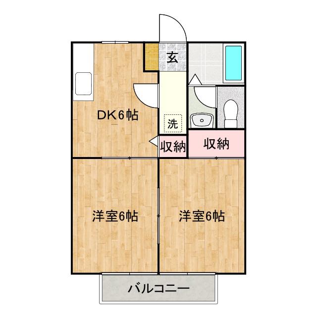 サンライフ神辺(2DK/2階)の間取り写真