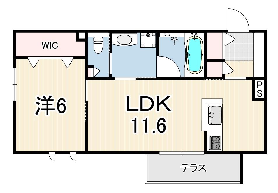 HEBEL 塚口 VERDURA(1LDK/1階)の間取り写真