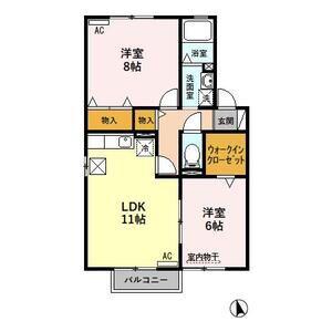 サンパティーク マ メゾンA(2LDK/1階)の間取り写真