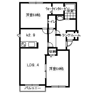 サンリットかむい(2LDK/2階)の間取り写真