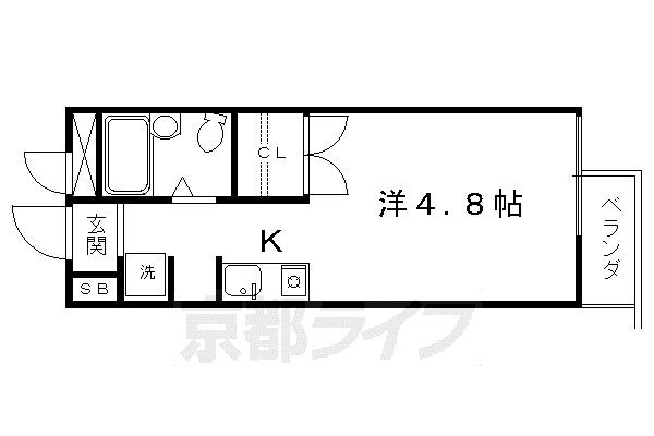 ハイツ白鷺(ワンルーム/2階)の間取り写真