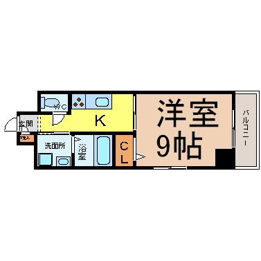 パラシオン車道西館(1K/9階)の間取り写真
