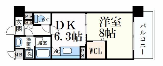 サンライズ北条(1DK/2階)の間取り写真