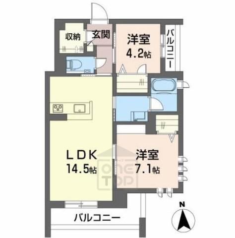 シャーメゾン クレスト(2LDK/2階)の間取り写真