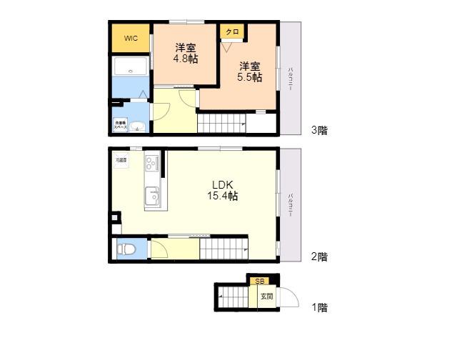 RESIDENCE城西(2LDK/2階)の間取り写真