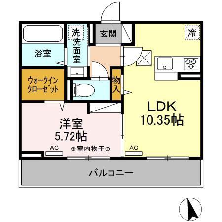 カーサ リン(1LDK/1階)の間取り写真