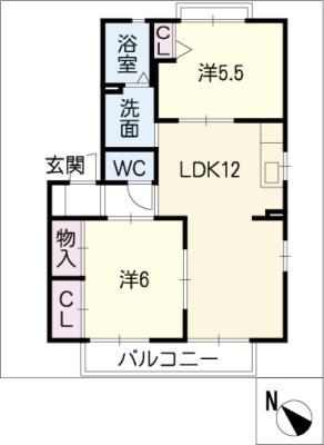 ピュアタウン花園I(2LDK/2階)の間取り写真