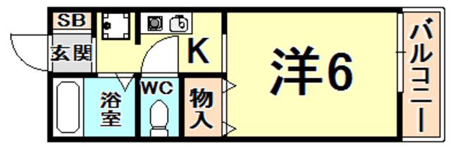 阪急今津線 甲東園駅 徒歩4分 2階建 築34年(1K/2階)の間取り写真
