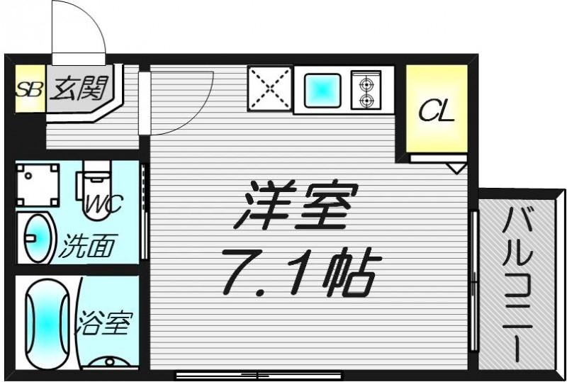 LE・CIEL野里(ワンルーム/1階)の間取り写真