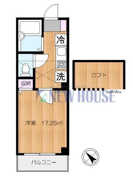 エル市ヶ谷(1K/2階)の間取り写真
