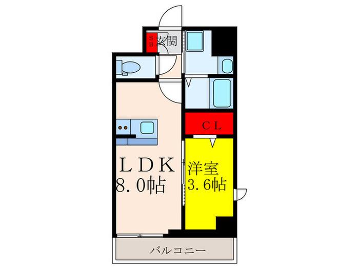 GRAN PASEO 江坂(1LDK/2階)の間取り写真