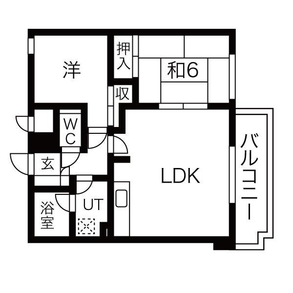 旭山シャトー桂和(2LDK/2階)の間取り写真