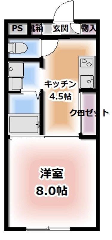 ルミウス近見 A棟(1DK/1階)の間取り写真