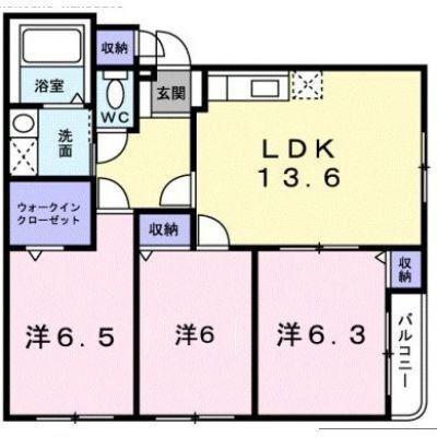 ジェルメ吉川町(3LDK/1階)の間取り写真