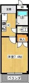 メルベーユHAJI(1K/1階)の間取り写真