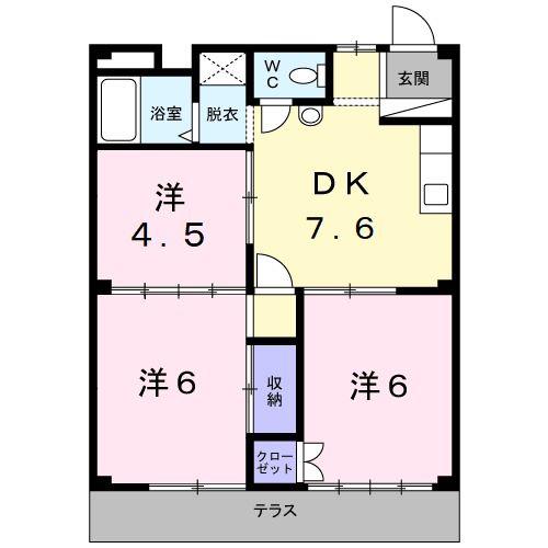 シティハイツ青山(3DK/1階)の間取り写真