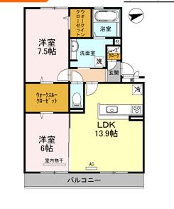 カーサ高善 B棟(2LDK/3階)の間取り写真