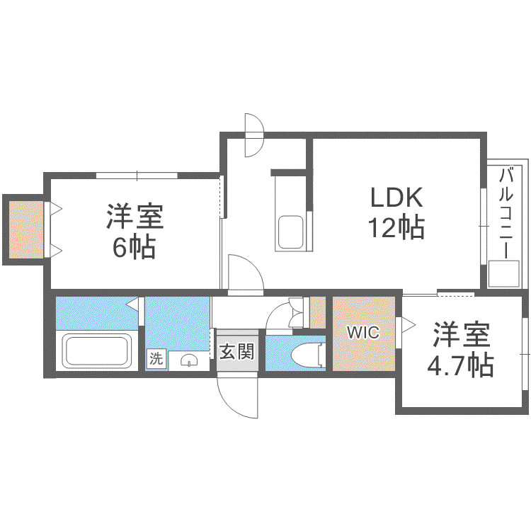 KKルミナス(2LDK/2階)の間取り写真