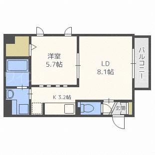 グランメール テイエス(1LDK/3階)の間取り写真