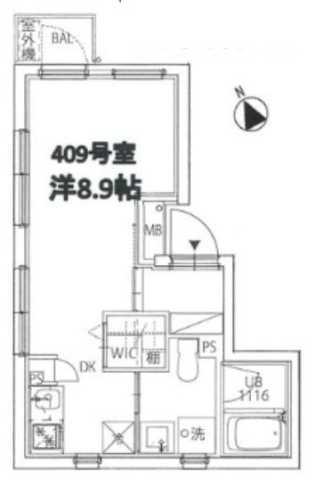 クーカイテラス祐天寺(ワンルーム/3階)の間取り写真