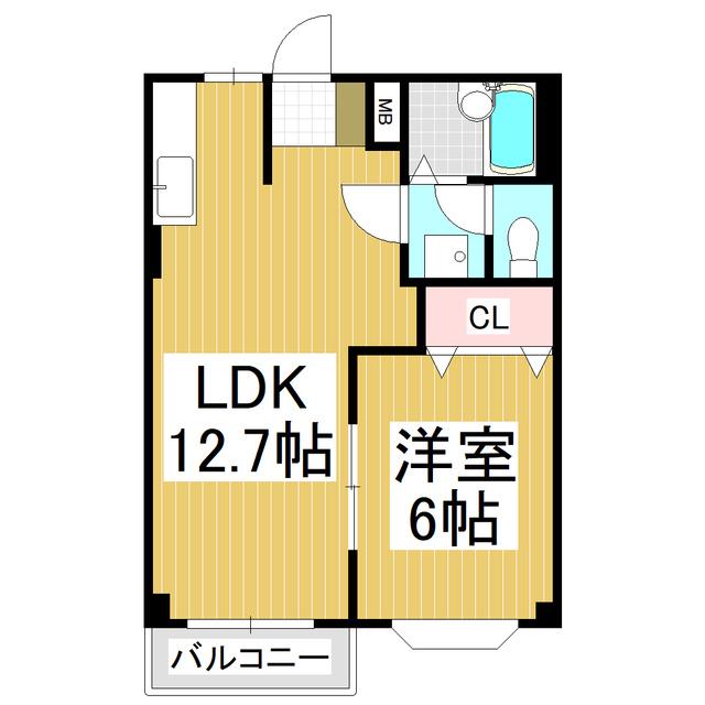 シルクハウスB(1LDK/2階)の間取り写真