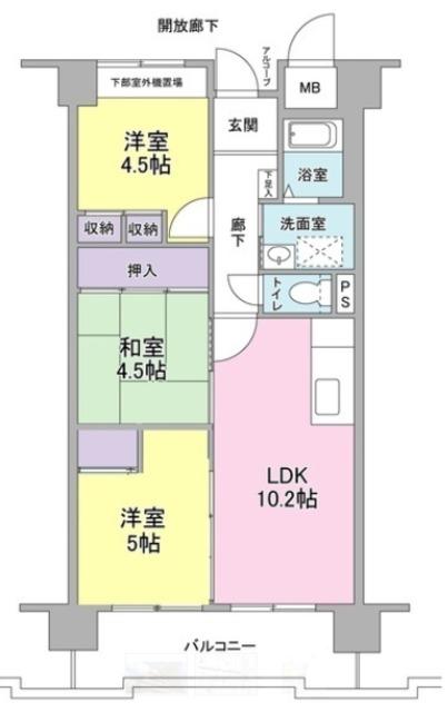 サニーコットン住之江(3LDK/3階)の間取り写真