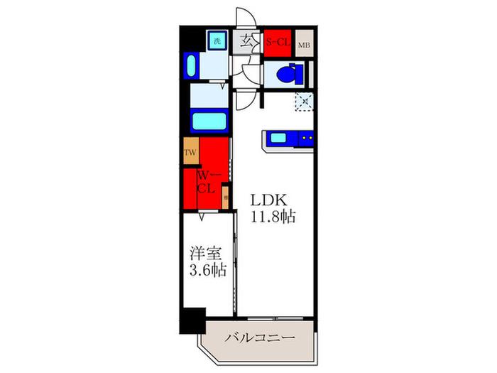 コンフォール中桜塚(1LDK/5階)の間取り写真