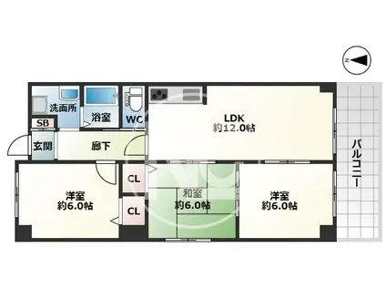 URESIDENCE緑地公園(3LDK/1階)の間取り写真