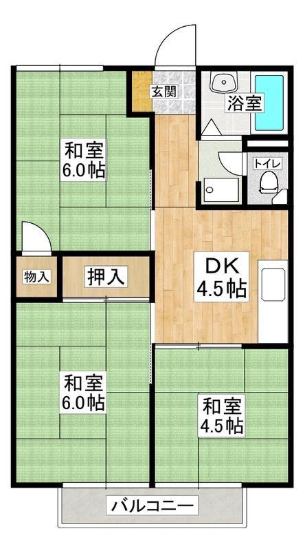 パークハイツ山手(3DK/2階)の間取り写真