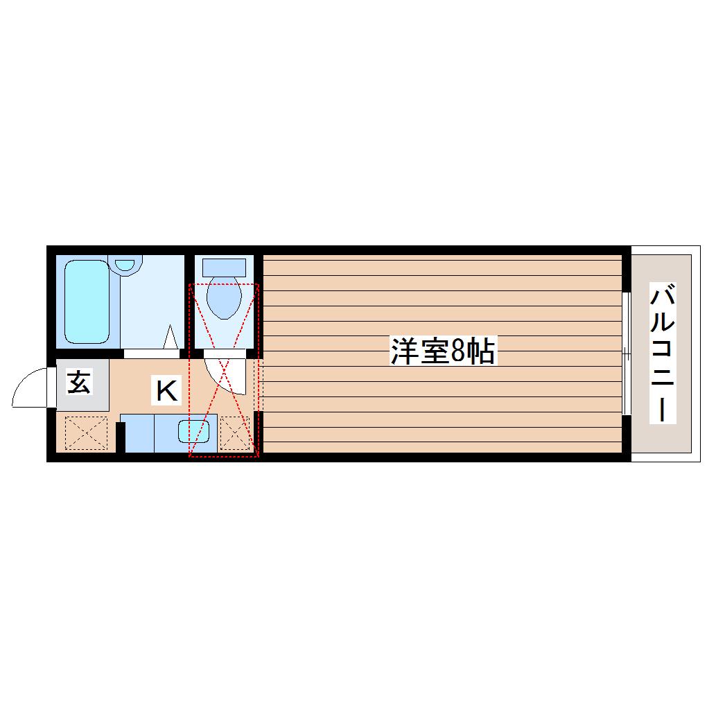 ランコントレ葉山(1K/1階)の間取り写真