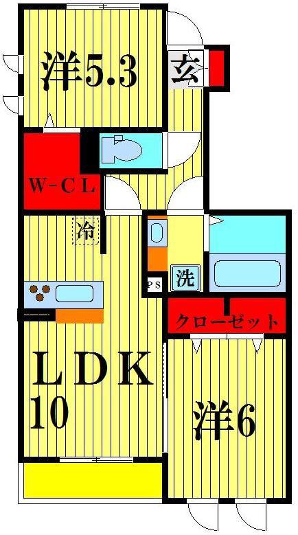 プラティークI(2LDK/1階)の間取り写真