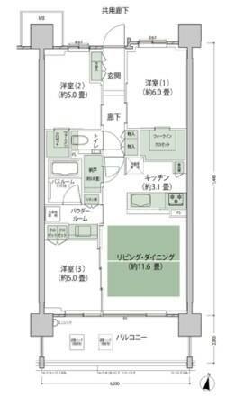 シティテラス上杉(3LDK/5階)の間取り写真