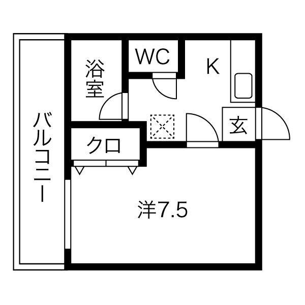 ハイツ春岡AIKA(1K/1階)の間取り写真