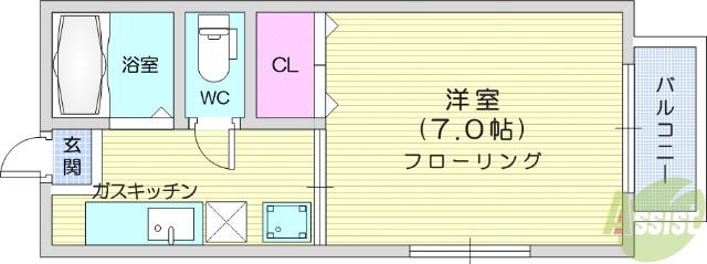 第2シャイン清水沼(1K/2階)の間取り写真