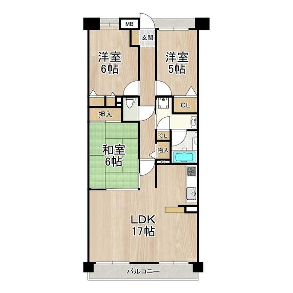 ソルプラーサ堺(3LDK/11階)の間取り写真