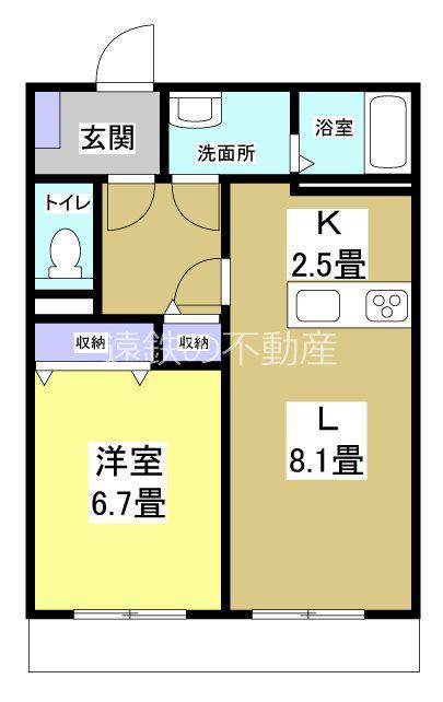 ビューノ市野(1LDK/1階)の間取り写真