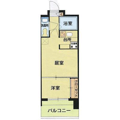エステート・モア シャトー薬院(1LDK/5階)の間取り写真