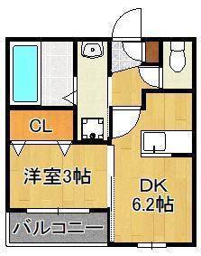 サンティール(1DK/1階)の間取り写真