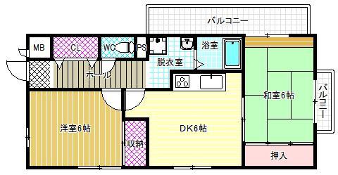 エスポワール(2DK/7階)の間取り写真
