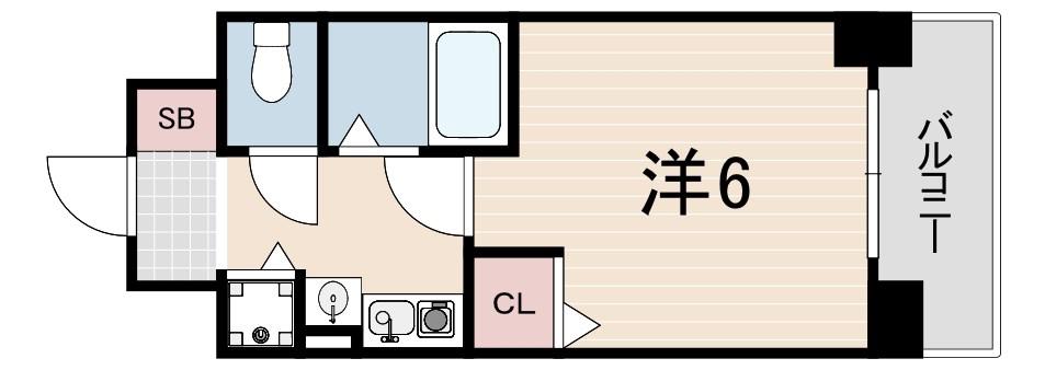 エステムコート神戸県庁前Ⅱ(1K/8階)の間取り写真