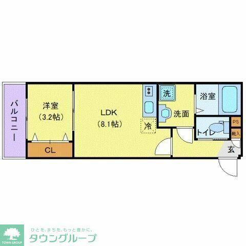 ジーメゾン海老名門沢橋(1LDK/2階)の間取り写真