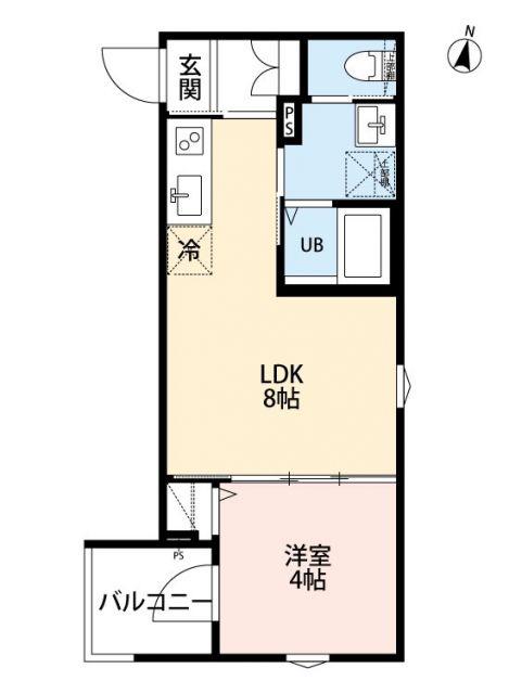 ヘゼリヒフラット 中浦和(1LDK/1階)の間取り写真