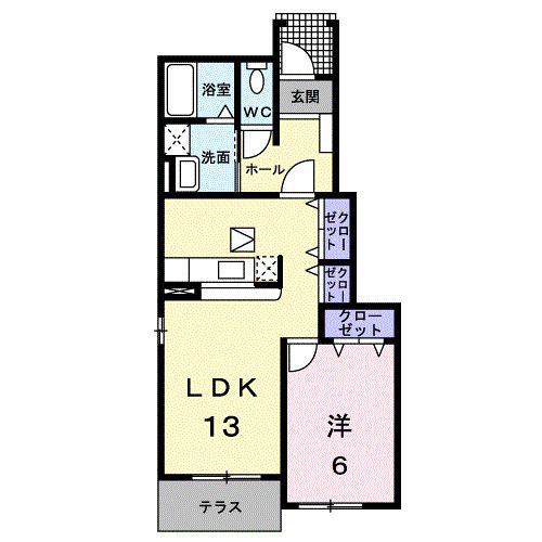 コントラーダA(1LDK/1階)の間取り写真