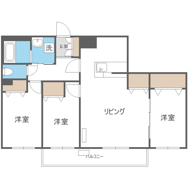リーフウィング(3LDK/4階)の間取り写真